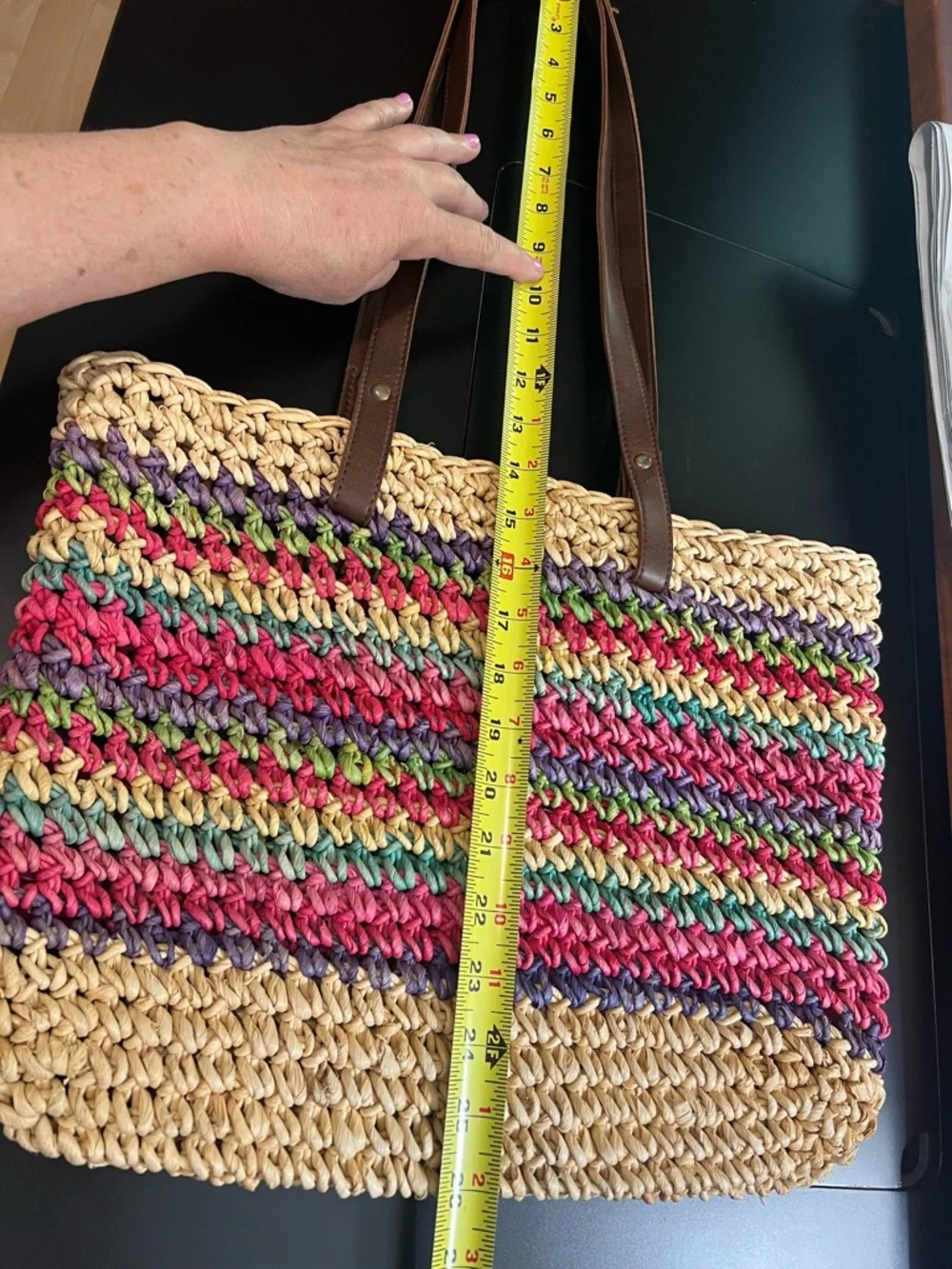 Vintage Multicolor Rainbow Woven Tote‎ Bag